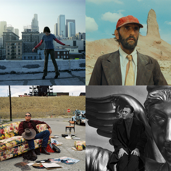 Vier Filmstills aus den Filmen "Der Himmel über Berlin", "Paris, Texas", "Don't Come Knocking" und "Land of Plenty".