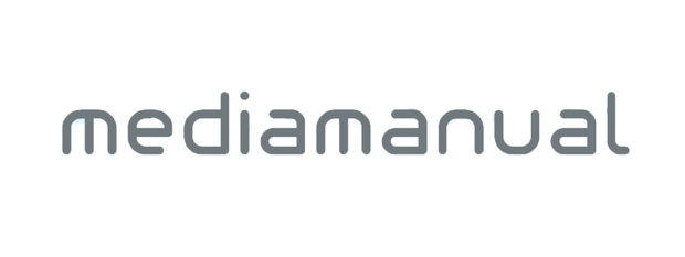 Logo mit dem Schriftzug "mediamanual" grau auf weißem Grund. Logo mit dem Schriftzug "mediamanual" grau auf weißem Grund.