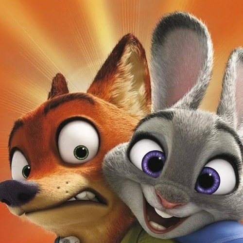 Ein Filmbild aus "Zoomania", ein Fuchs und ein Hase.
